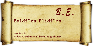 Balázs Eliána névjegykártya
